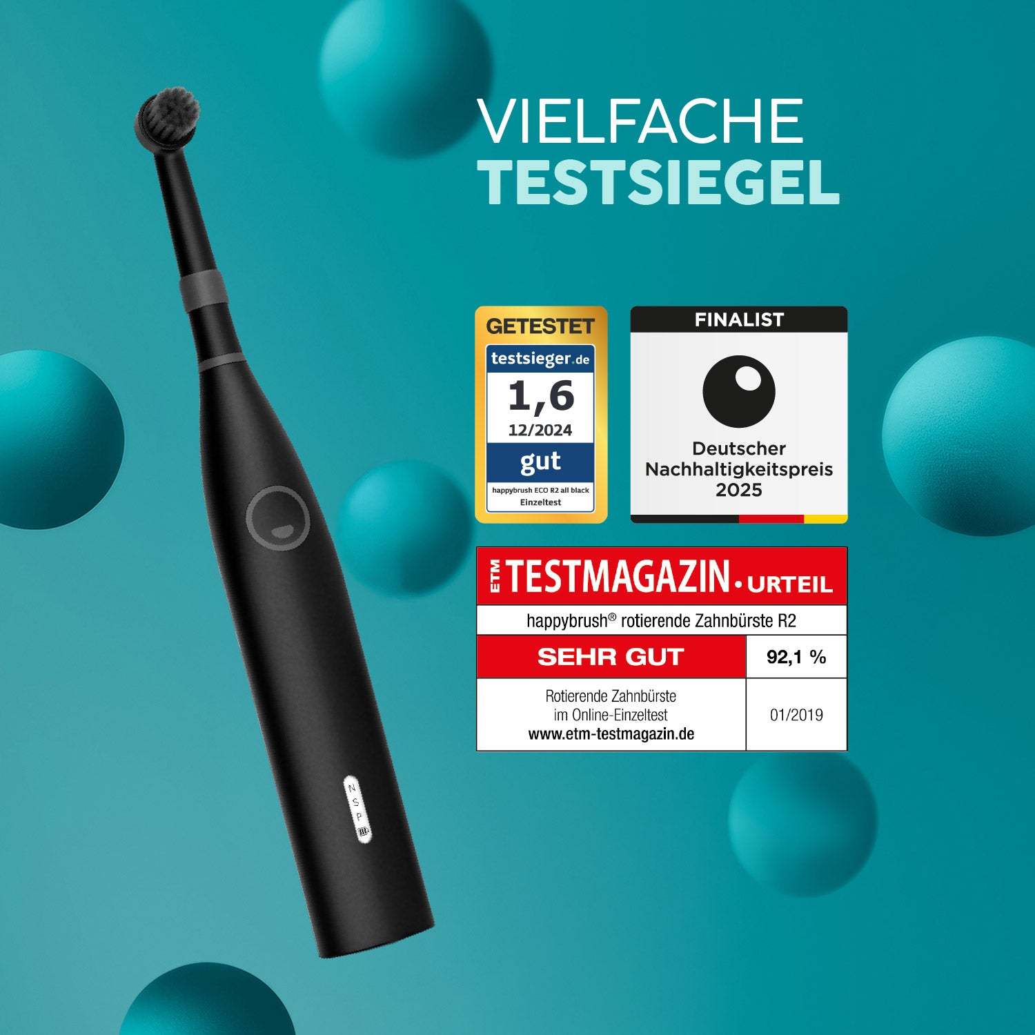 happybrush-eco-r2-klassik-set-allblack-mit-travelcase image 2
