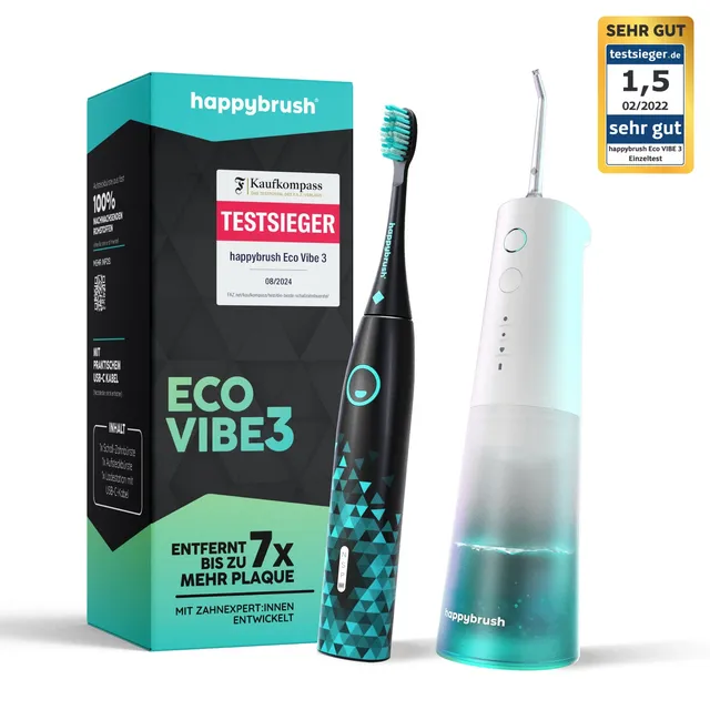 happybrush-eco-flow-eco-vibe-3-kombi-set-munddusche-schallzahnb-rste image 1