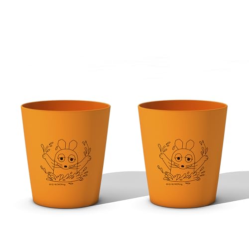 hydrophil-zahnputzbecher-kinder-2x-set-maus-orange-arboblend image 5