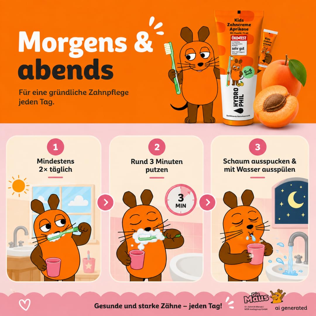 hydrophil-kinder-zahncreme-aprikosen-zauber-4er-pack-x-75-ml image 6