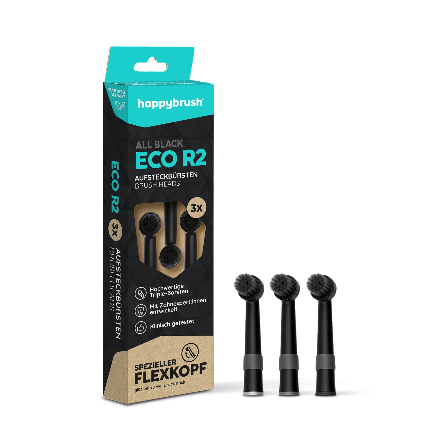 happybrush-aufsteckb-rsten-r2-allblack-4er-pack image 1