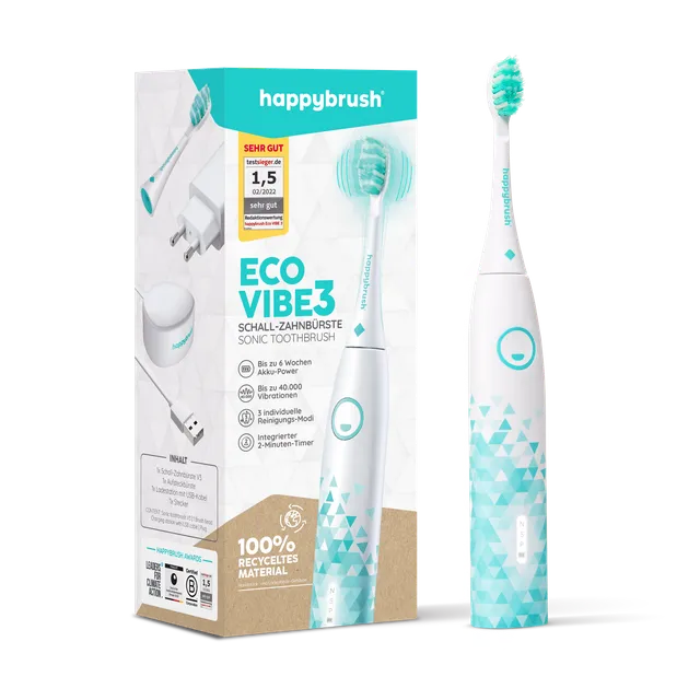 happybrush-eco-vibe-3-schall-zahnb-rste-white-mint image 1