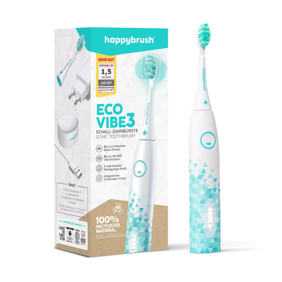 happybrush-eco-vibe-3-schall-zahnb-rste-white-mint image 1