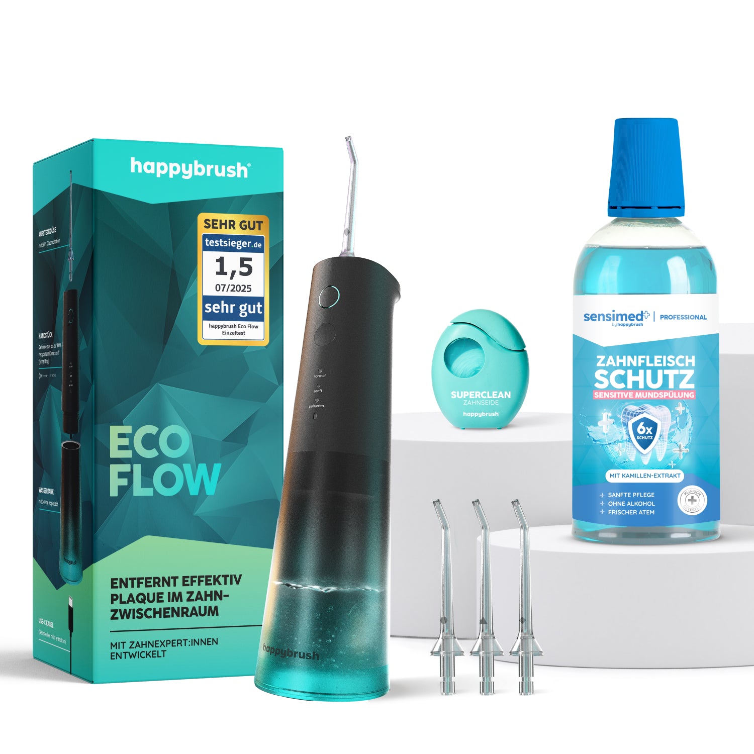 happybrush-interdental-expert-set-black-mint-eco-flow-munddusche image 1