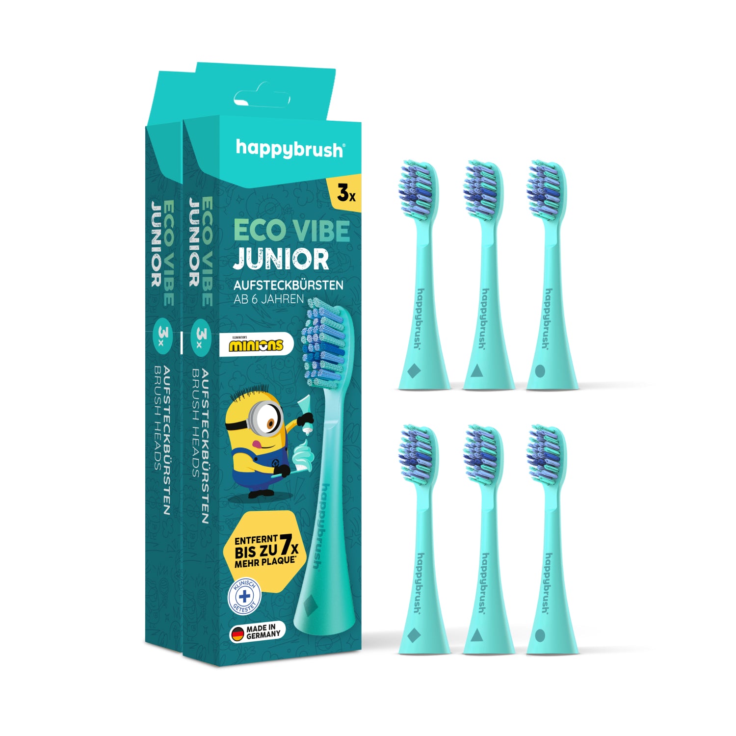 happybrush-aufsteckb-rsten-eco-vibe-junior-minions-schallzahnb-rstenk-pfe image 2