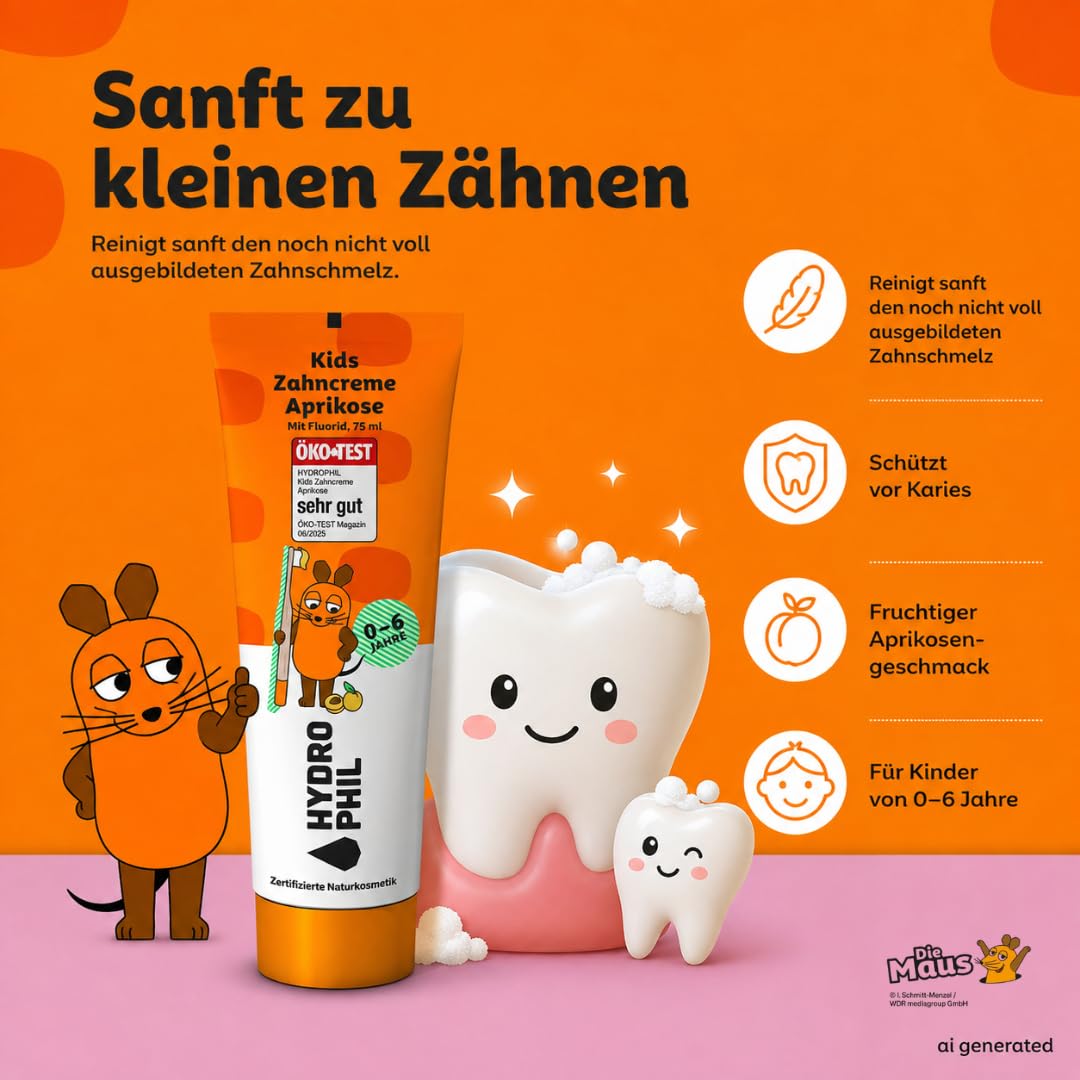 hydrophil-kinder-zahncreme-aprikosen-zauber-4er-pack-x-75-ml image 3