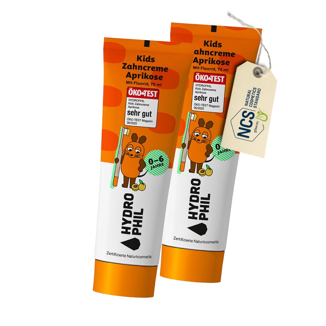 hydrophil-kinder-zahncreme-aprikose-4er-pack-mit-fluorid-1000-ppm image 1