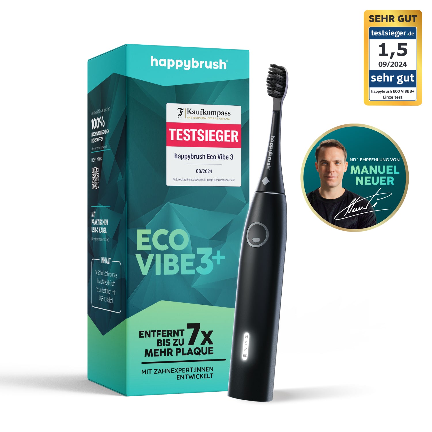 happybrush-eco-vibe-3-schallzahnb-rste-set-s image 1