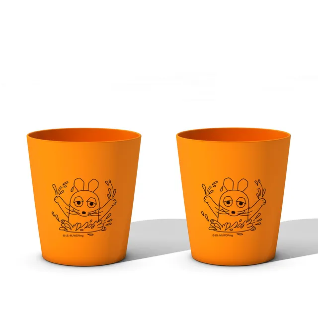 hydrophil-zahnputzbecher-kinder-2x-set-maus-orange-arboblend image 1