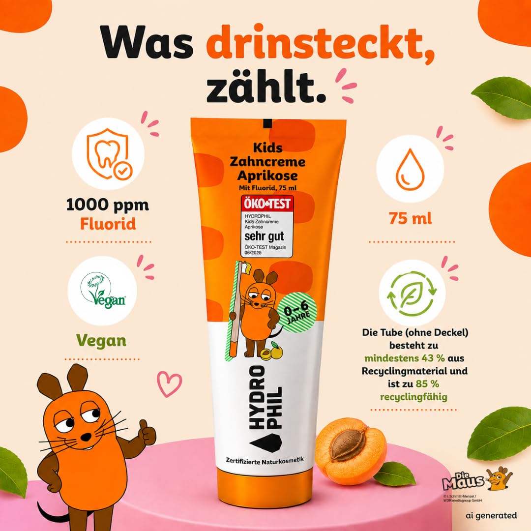 hydrophil-kinder-zahncreme-aprikosen-zauber-4er-pack-x-75-ml image 4