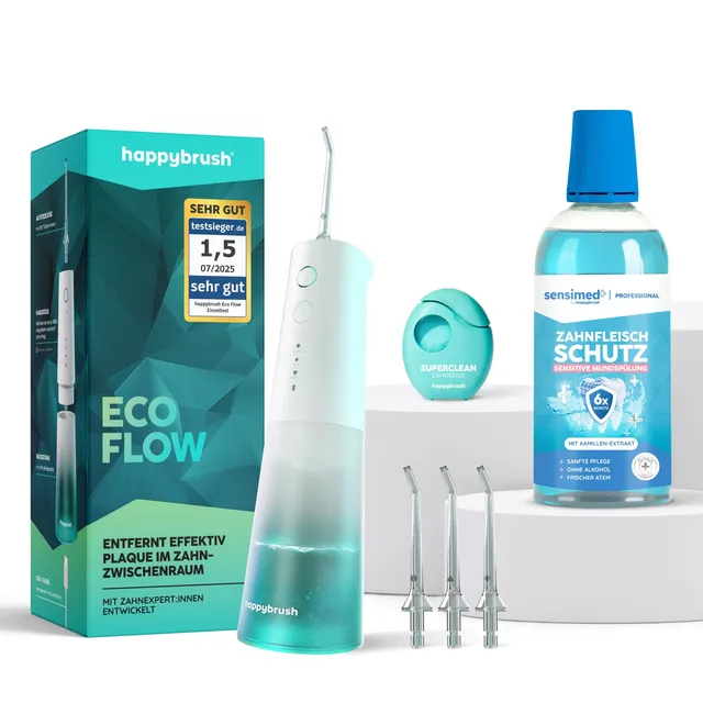 happybrush-interdental-expert-set-white-mint-mit-eco-flow-munddusche image 1