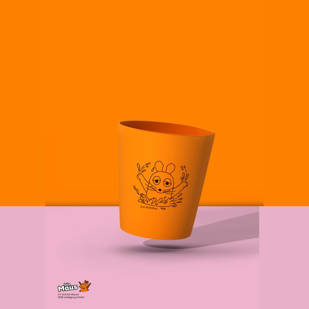hydrophil-zahnputzbecher-kinder-2x-set-maus-orange-arboblend image 3