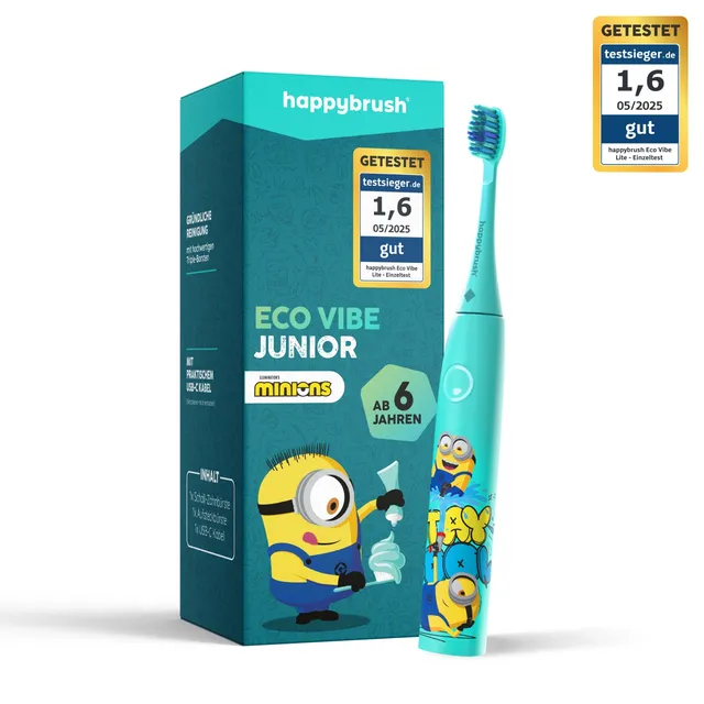 happybrush-eco-vibe-junior-schallzahnb-rste-minions-kinderzahnb-rste image 1