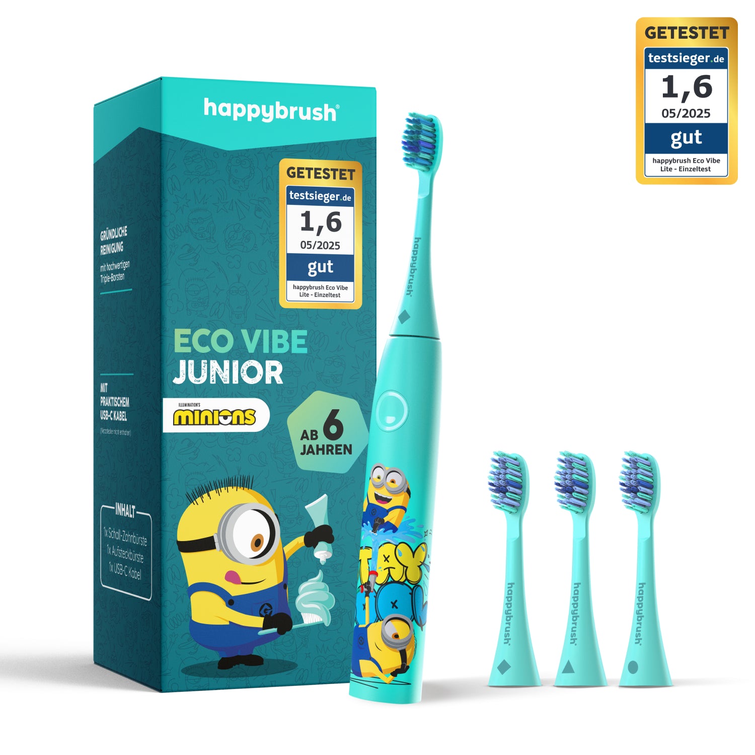 happybrush-eco-vibe-junior-schallzahnb-rste-minions-kinderzahnb-rste image 2